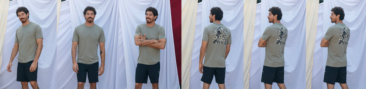 Photo of surfer Eric Geiselmanin a vissla.momp Lite Dri Release Tee