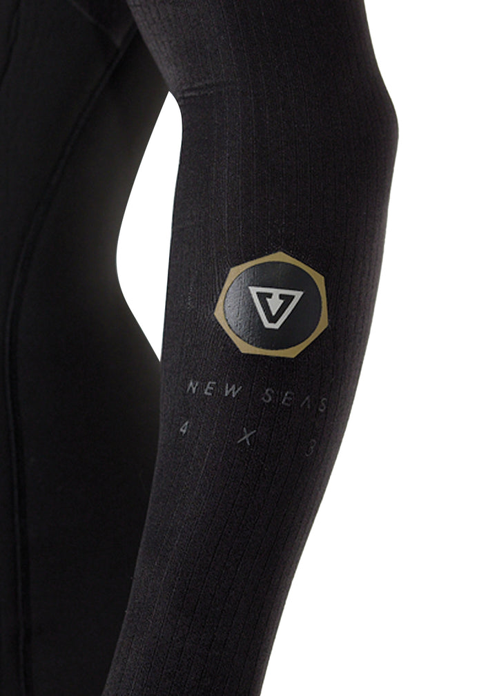 Vissla New Seas 5-4 Hooded U-Zip Full Wetsuit in Black, view 9