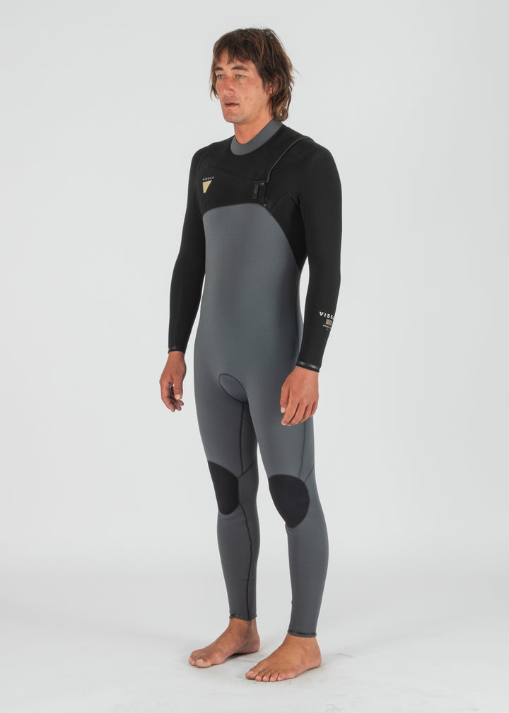 Vissla Natural Seas 4-3 Full Chest Zip Wetsuit in Coal, view 4