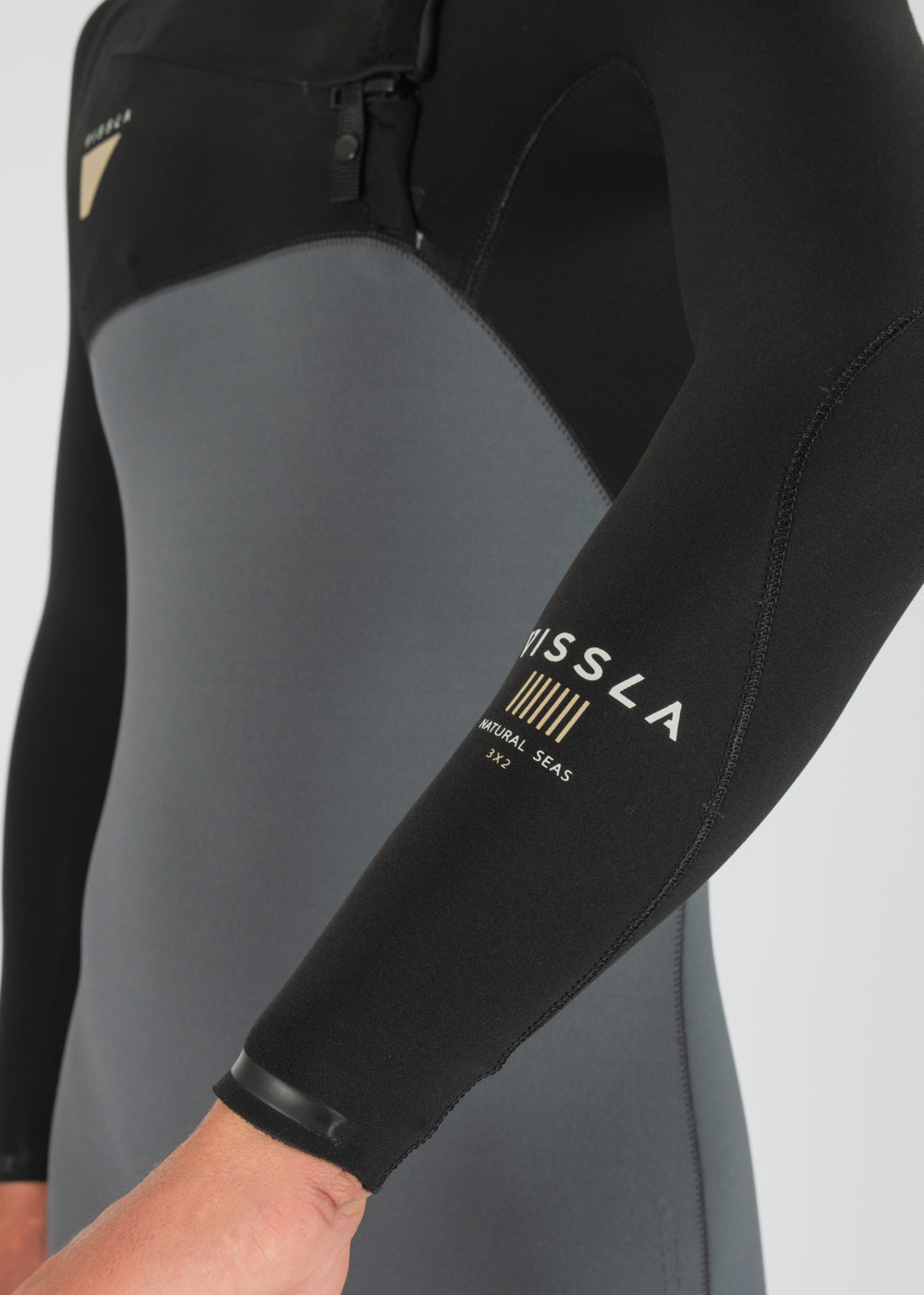 Vissla Natural Seas 4-3 Full Chest Zip Wetsuit in Coal, view 5