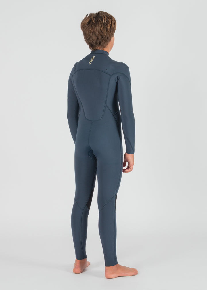 Vissla 7 Seas Boys 4-3 Full Chest Zip Wetsuit in Dark Slate, view 5