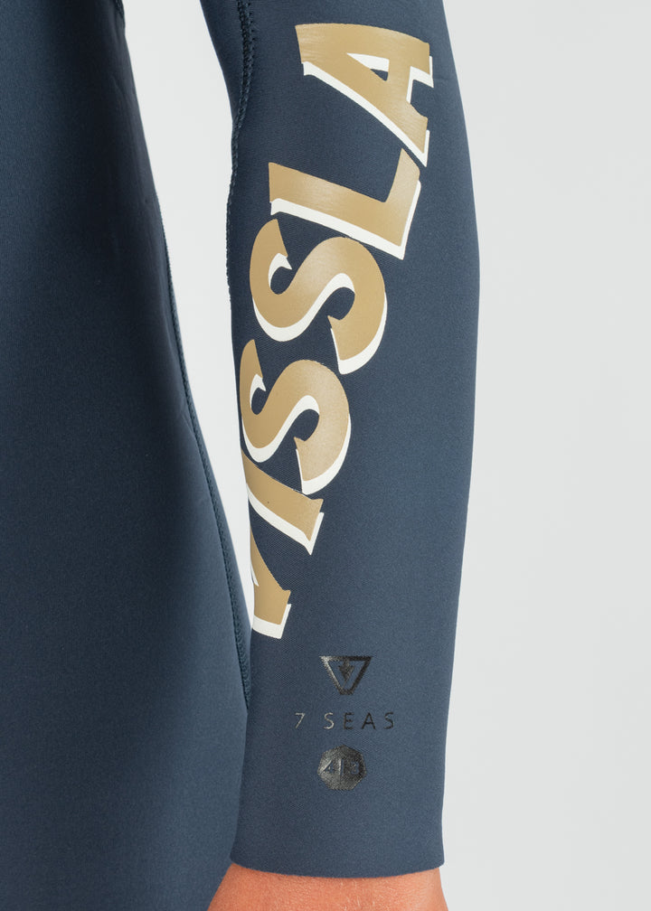 Vissla 7 Seas Boys 4-3 Full Chest Zip Wetsuit in Dark Slate, view 4