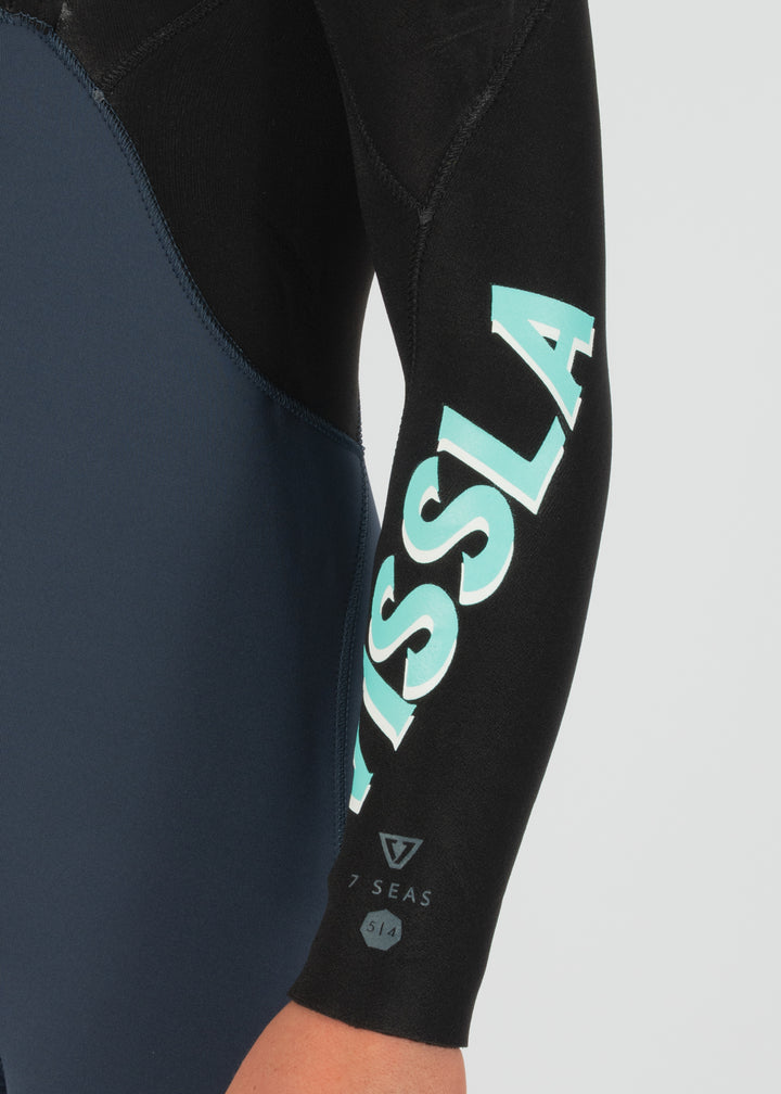 Vissla 7 Seas Boys 5-4-3 Full Hooded Chest Zip Wetsuit in Dark Slate, view 5