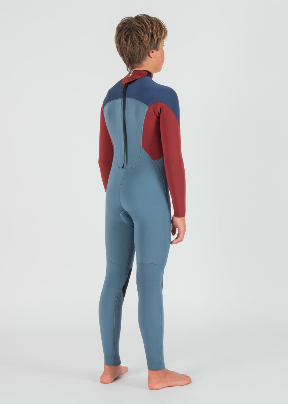 Vissla 7 Seas Boys 3-2 Full Back Zip Wetsuit in Light Slate, view 3