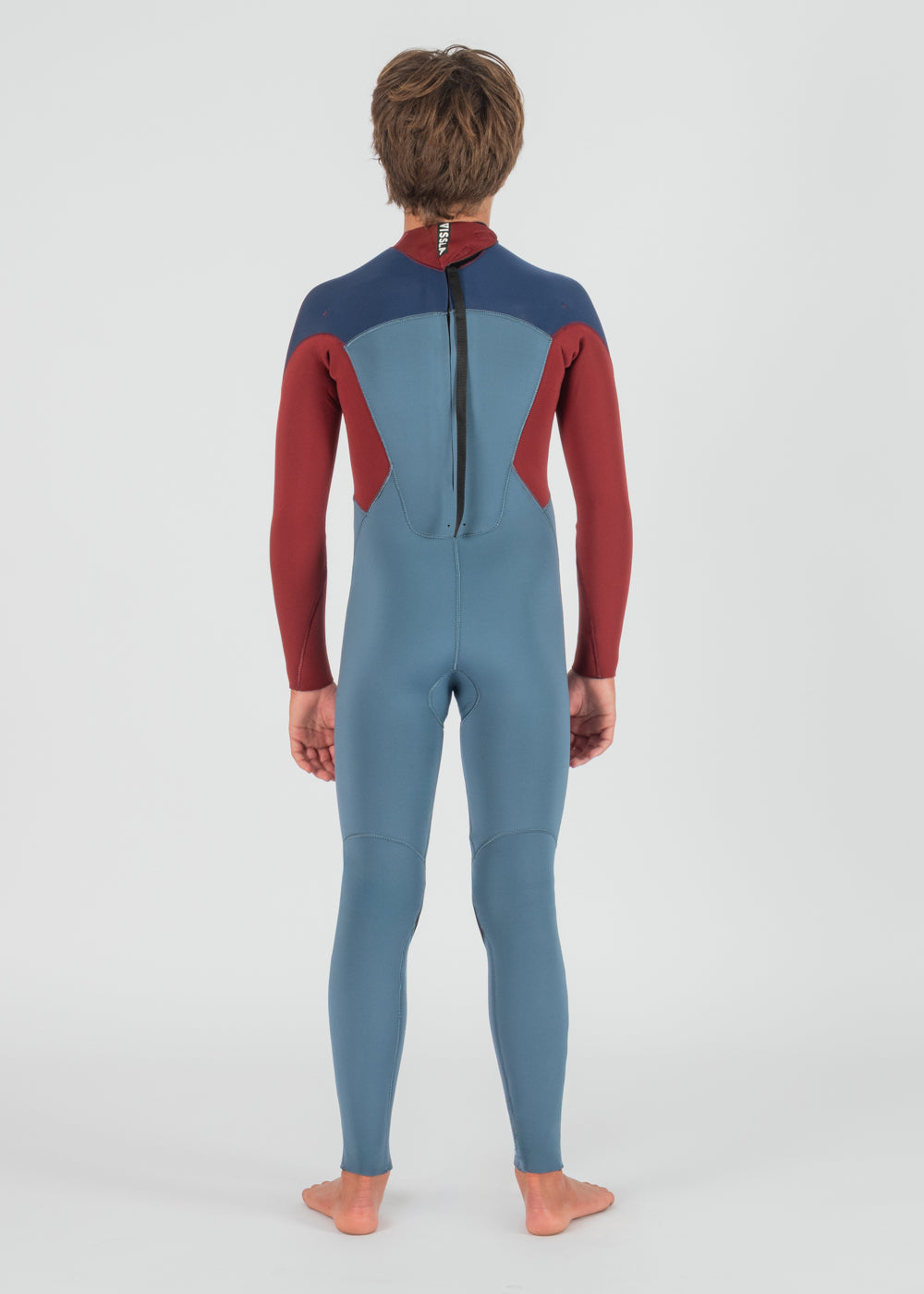 Vissla 7 Seas Boys 3-2 Full Back Zip Wetsuit in Light Slate, view 2