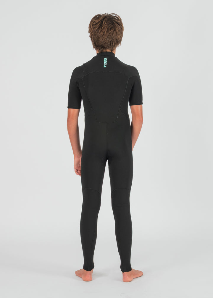 Vissla 7 Seas Boys 2-2 Short Sleeve Full Wetsuit in Black, view 2