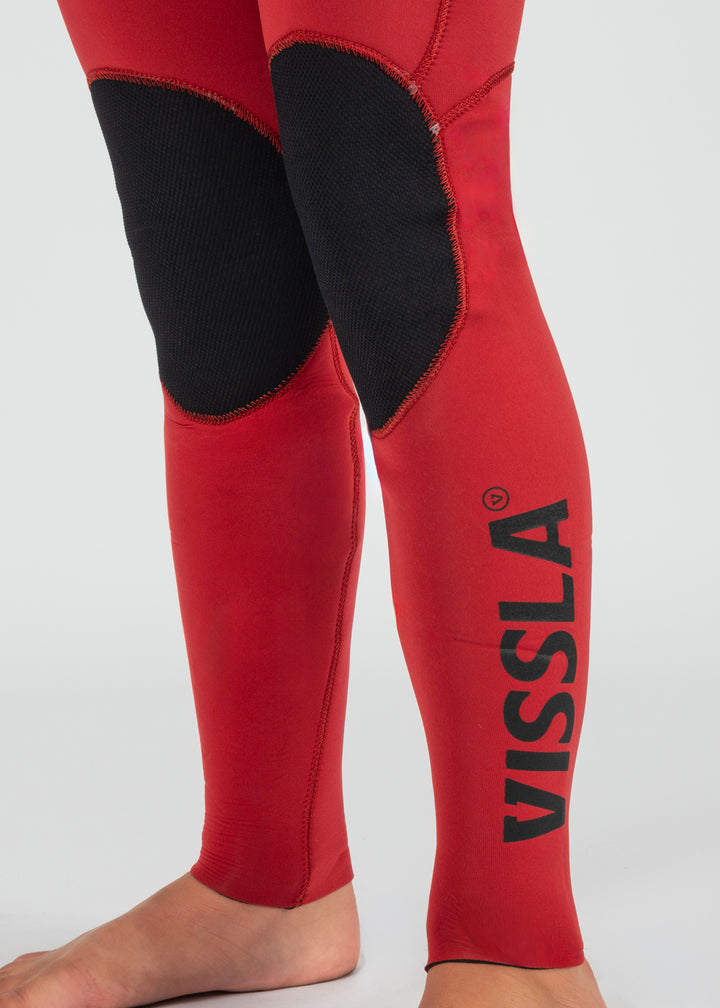 Vissla High Seas Boys Fire 3-2 Full Chest Zip Wetsuit in Red, view 6