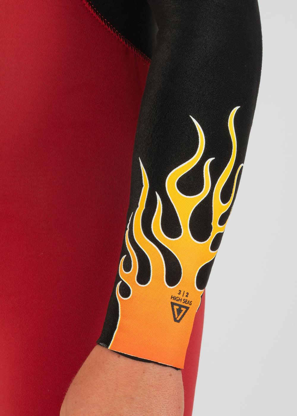 Vissla High Seas Boys Fire 3-2 Full Chest Zip Wetsuit in Red, view 5