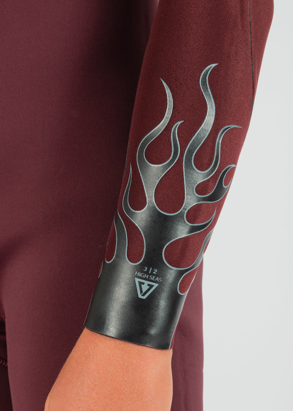 Vissla High Seas Boys Fire 3-2 Full Chest Zip Wetsuit in Wine, view 4