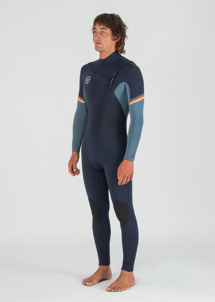 Vissla 7 Seas Raditude 4-3 Full Chest Zip Wetsuit in Dark Navy, view 4