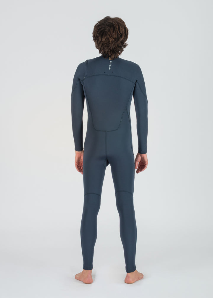 Vissla 7 Seas 4-3 Full Chest Zip Wetsuit in Dark Slate, view 2
