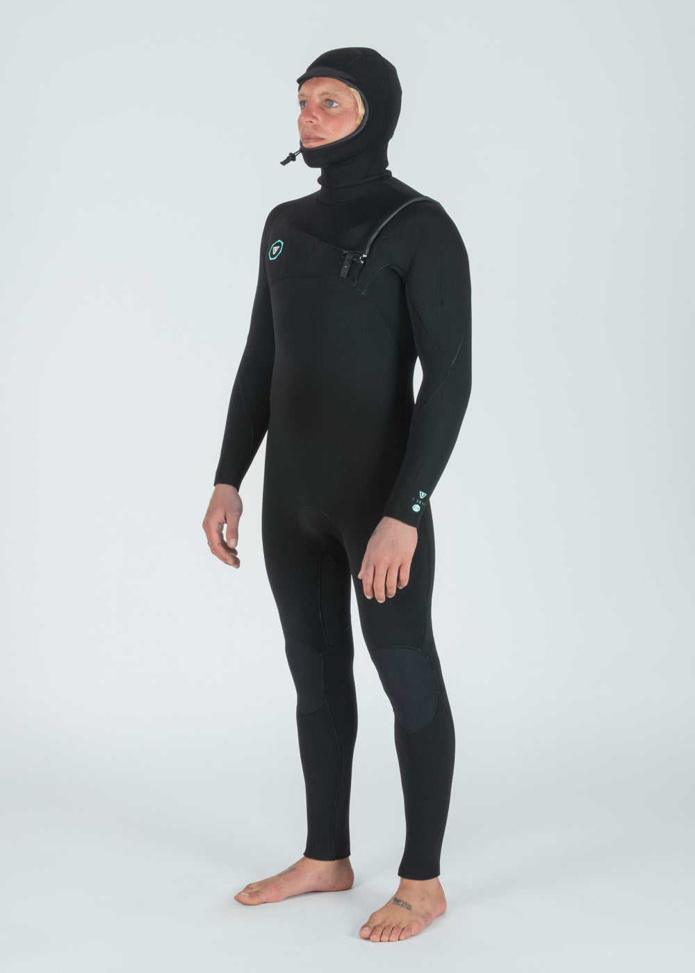 Vissla 7 Seas 5-4-3 Full Hooded Chest Zip Wetsuit in Black, view 3
