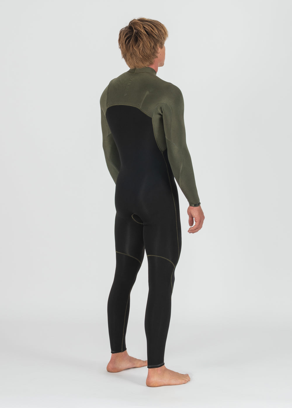 Vissla High Seas II 4-3 Full No Zip Wetsuit in Army, view 5