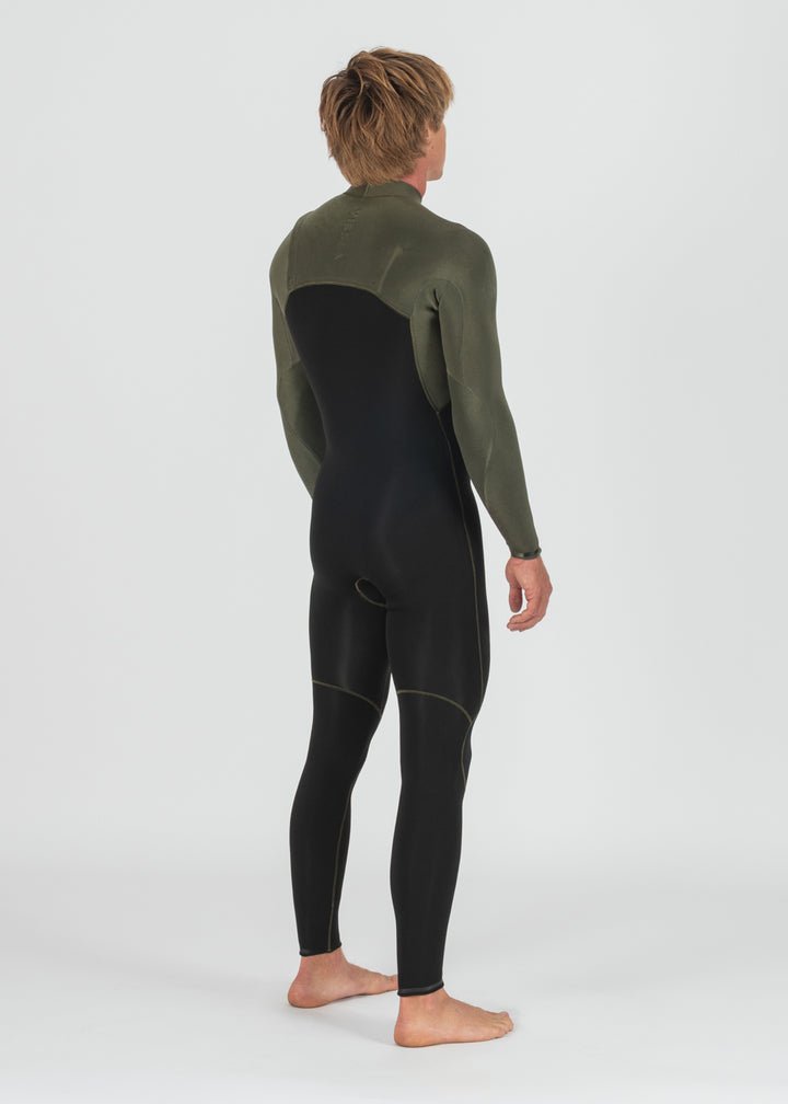 Vissla High Seas II 4-3 Full No Zip Wetsuit in Army, view 5