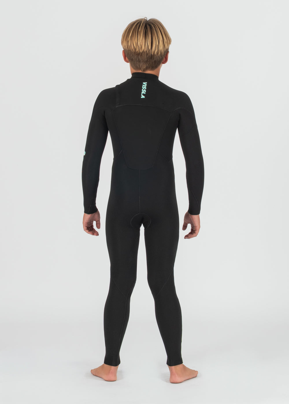 Vissla 7 Seas Boys 4-3 Full Chest Zip Wetsuit in Black, view 2