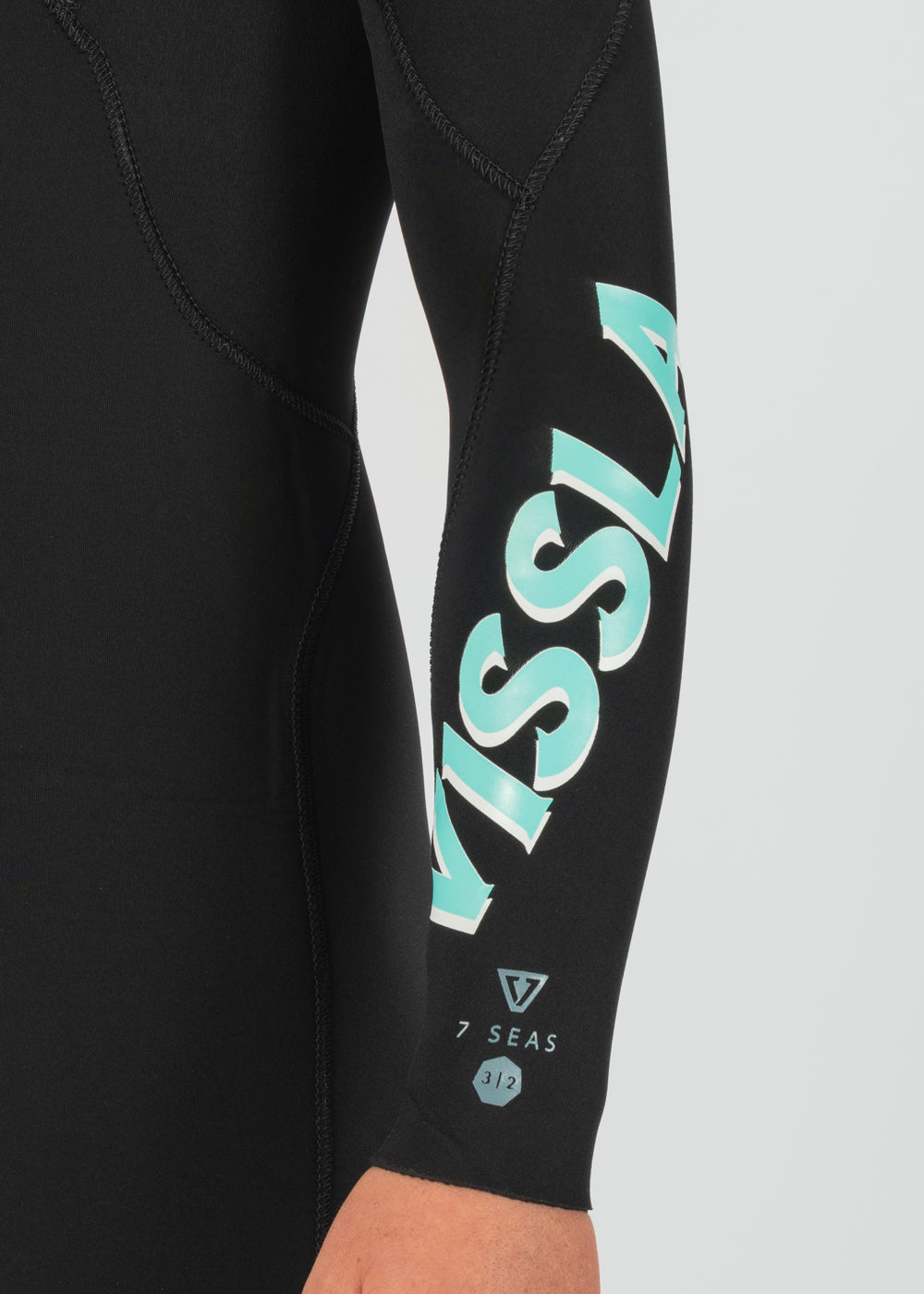 Vissla 7 Seas Boys 4-3 Full Chest Zip Wetsuit in Black, view 4