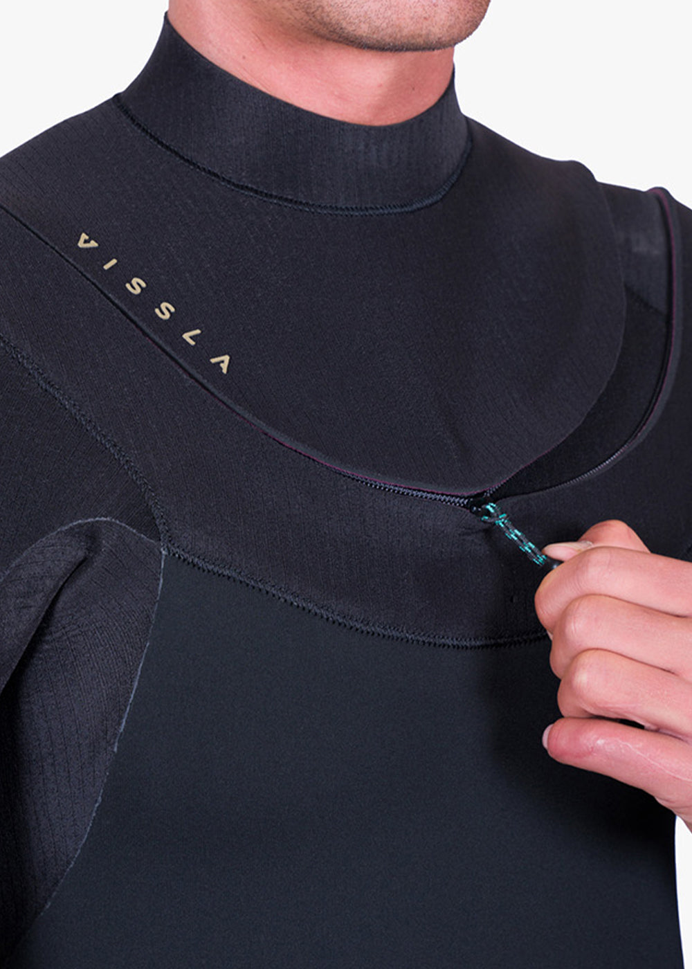 Vissla New Seas 5-4 Hooded U-Zip Full Wetsuit in Black, view 8