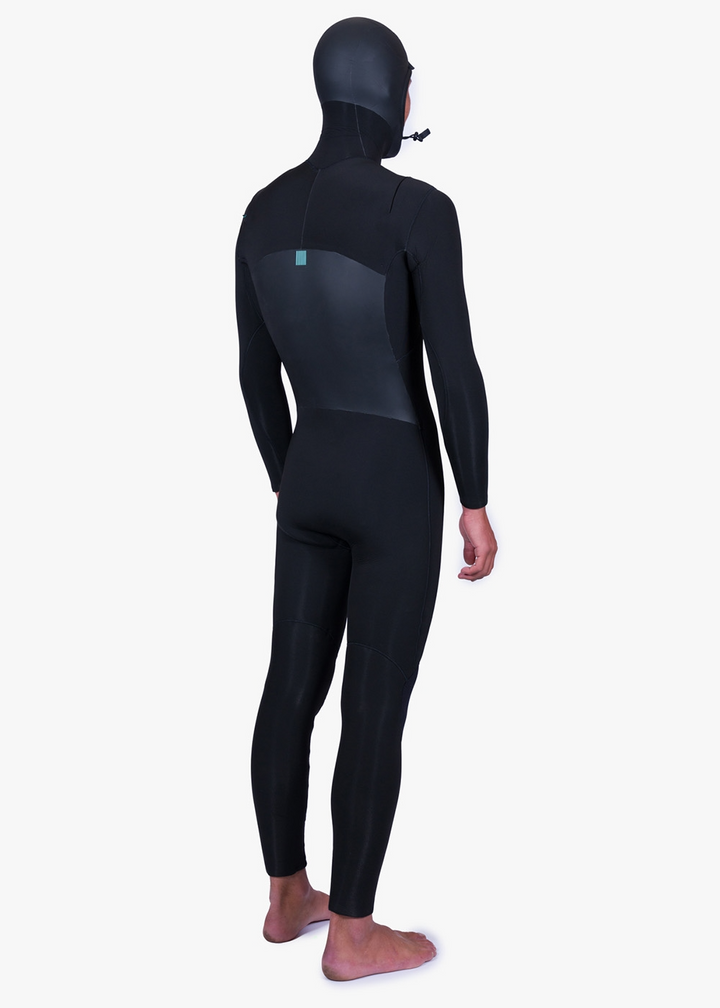 Vissla New Seas 4-3 Hooded U-Zip Full Wetsuit in Black, view 5