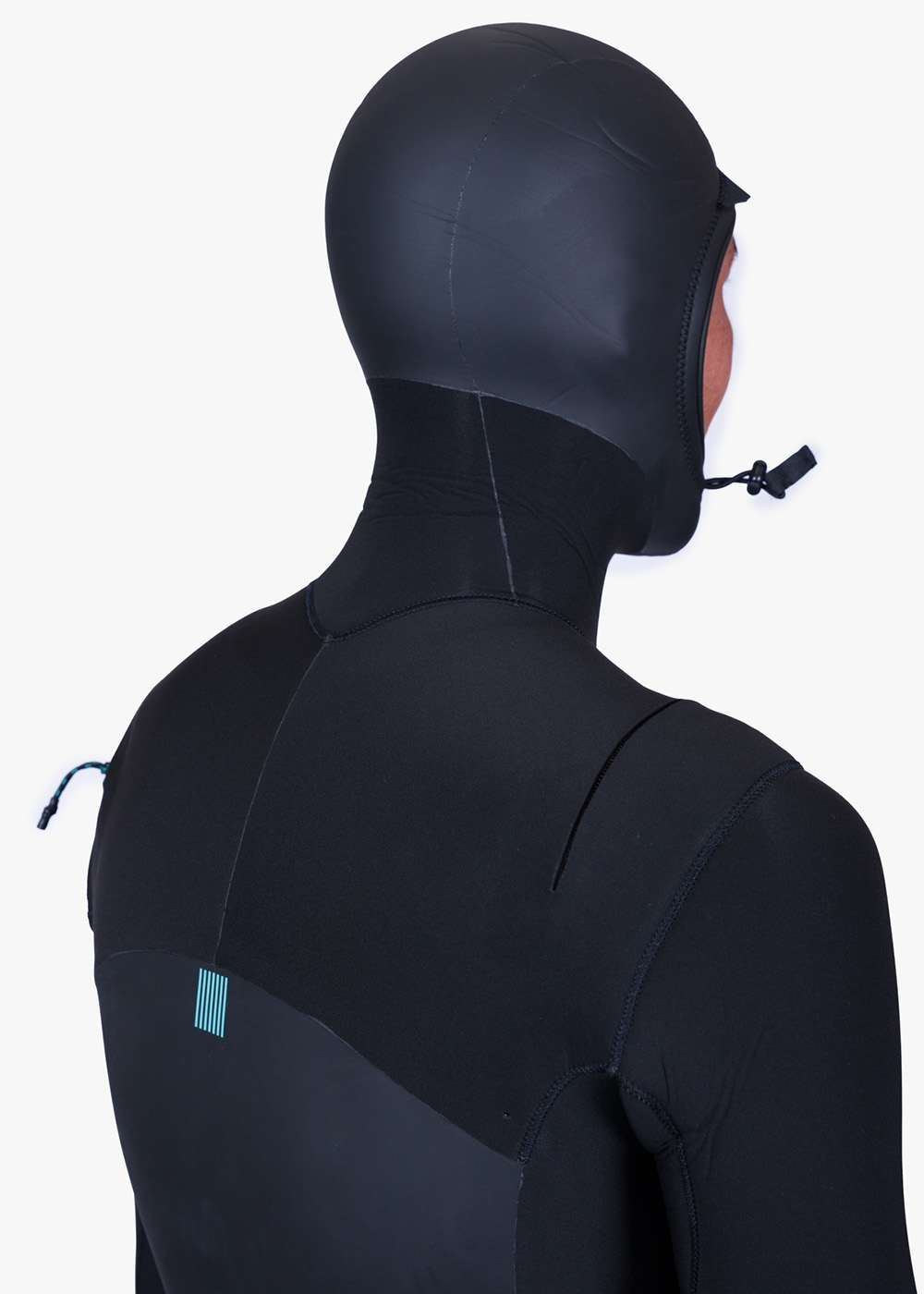 Vissla New Seas 4-3 Hooded U-Zip Full Wetsuit in Black, view 4