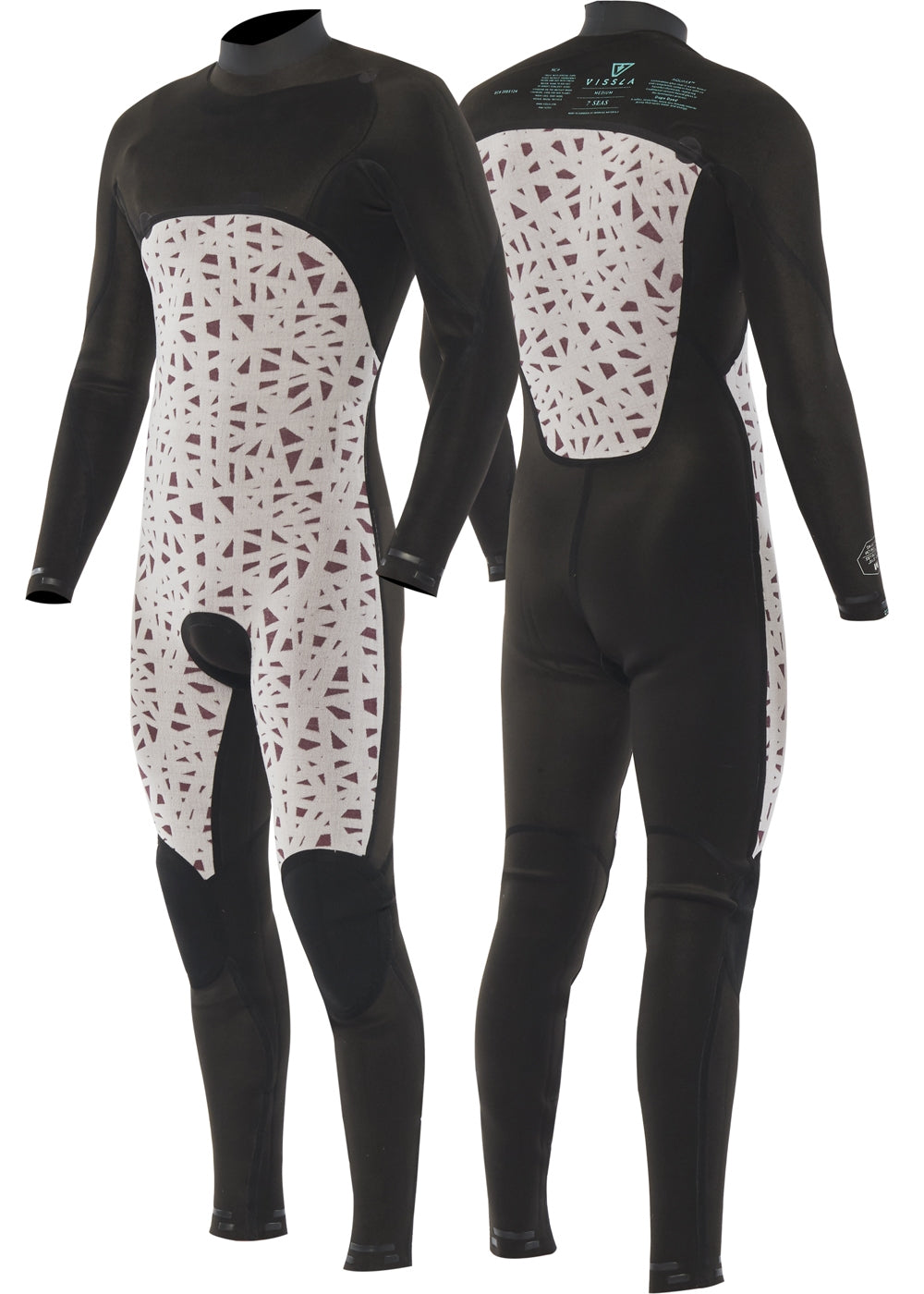 Vissla 7 Seas 4-3 Full Chest Zip Wetsuit Tonal Logos in Stealth, view 5