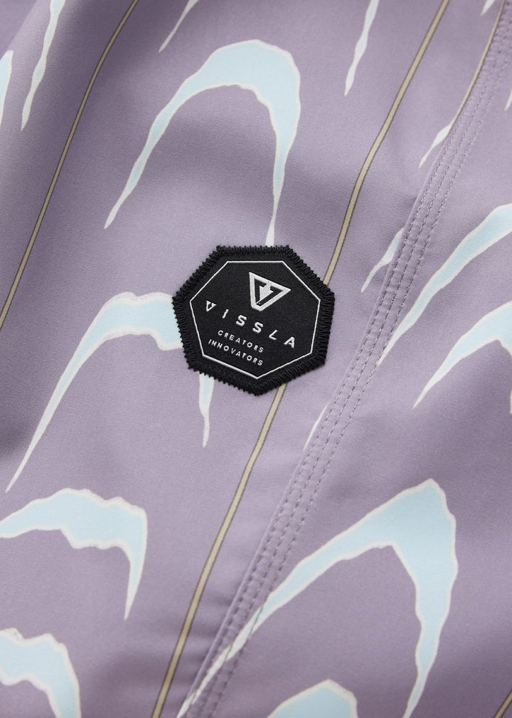 Vissla Monster Stripes 18" Boys Boardshort in Dusty Lilac, view 5