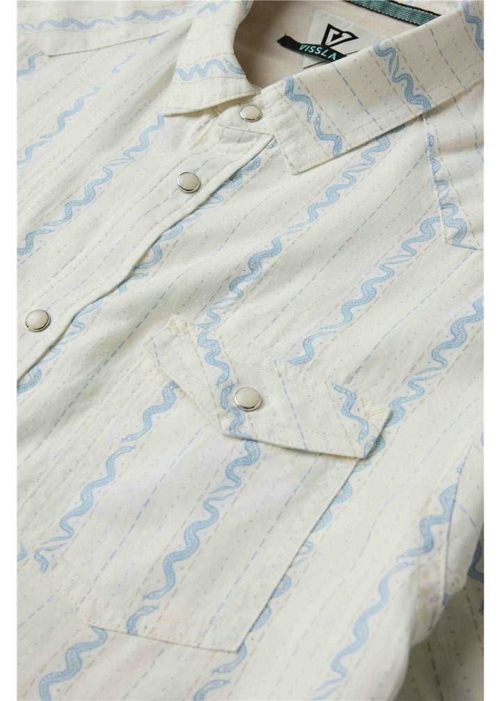 Vissla Slither Linen Eco Boys SS Shirt in Vintage White, view 2