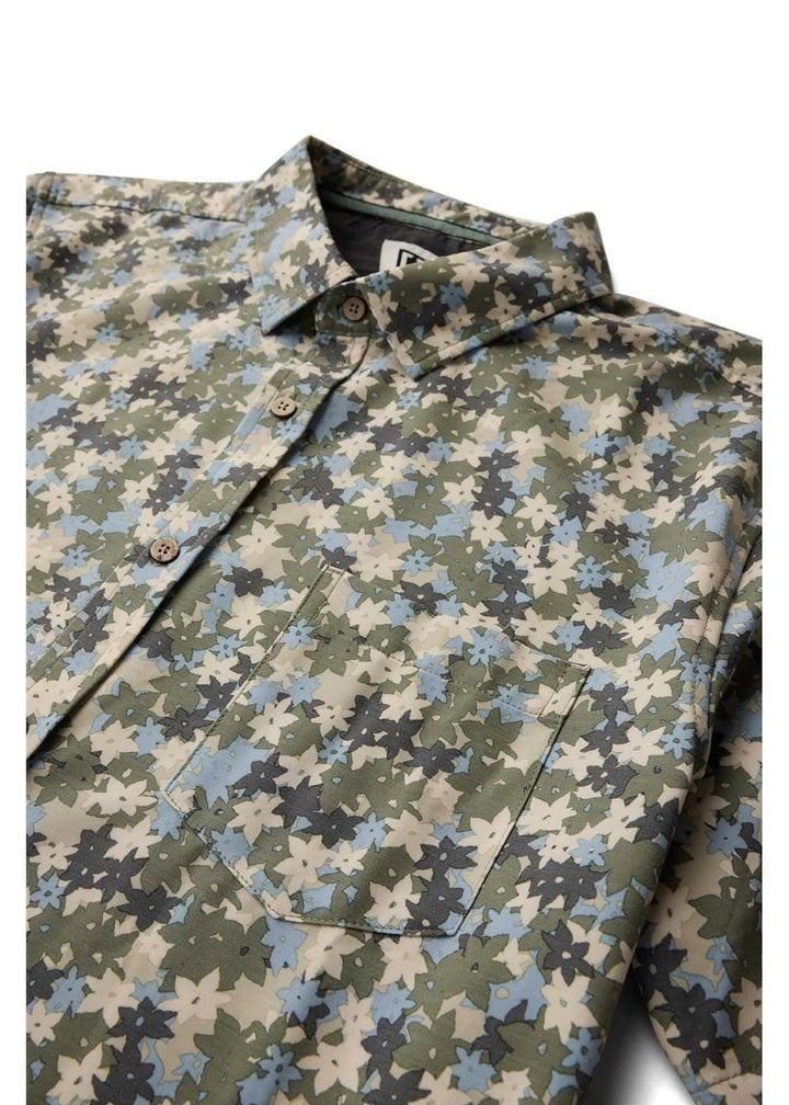 Vissla Jungalo Hybrid Eco Boys SS Shirt in Army, view 3
