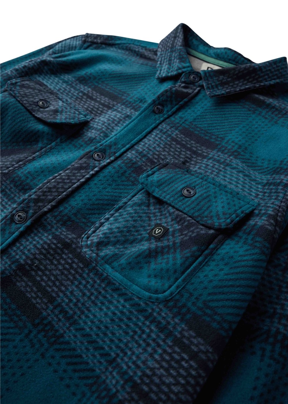 Vissla Eco-Zy Boys Long Sleeve Polar Flannel in Deep Water, view 3