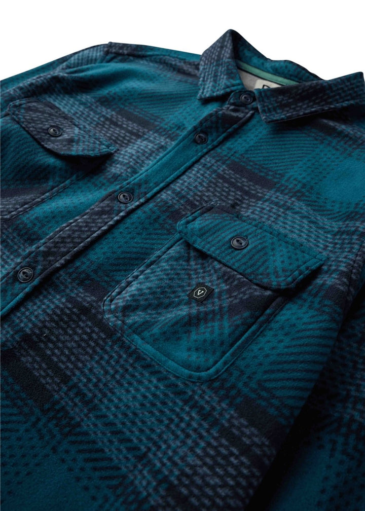 Vissla Eco-Zy Boys Long Sleeve Polar Flannel in Deep Water, view 3