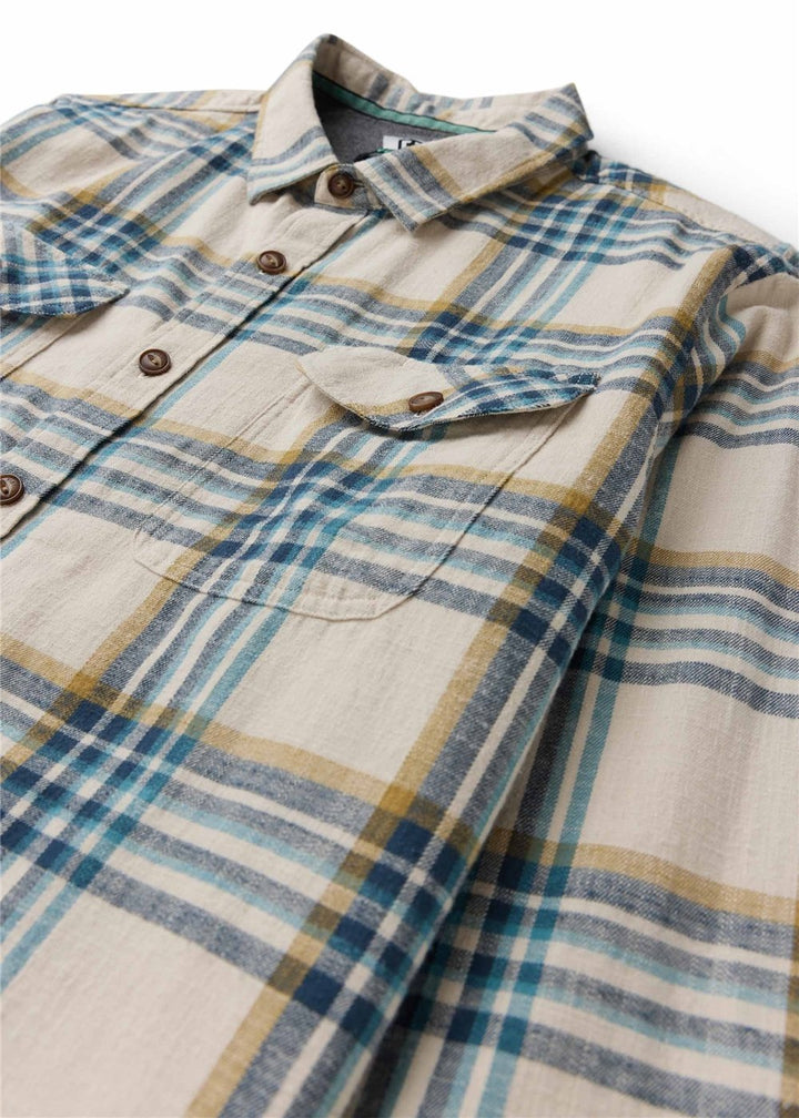 Vissla Central Coast Eco Boys Long Sleeve Flannel in Dune, view 3
