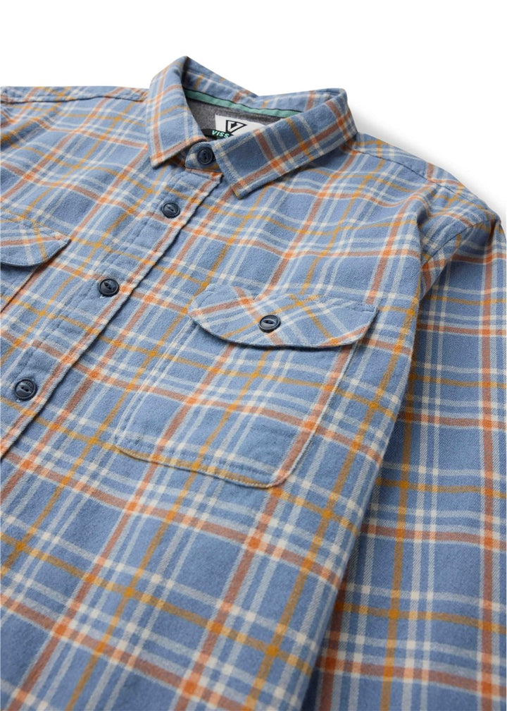 Vissla Central Coast Eco Boys Long Sleeve Flannel in Blue Haze, view 4