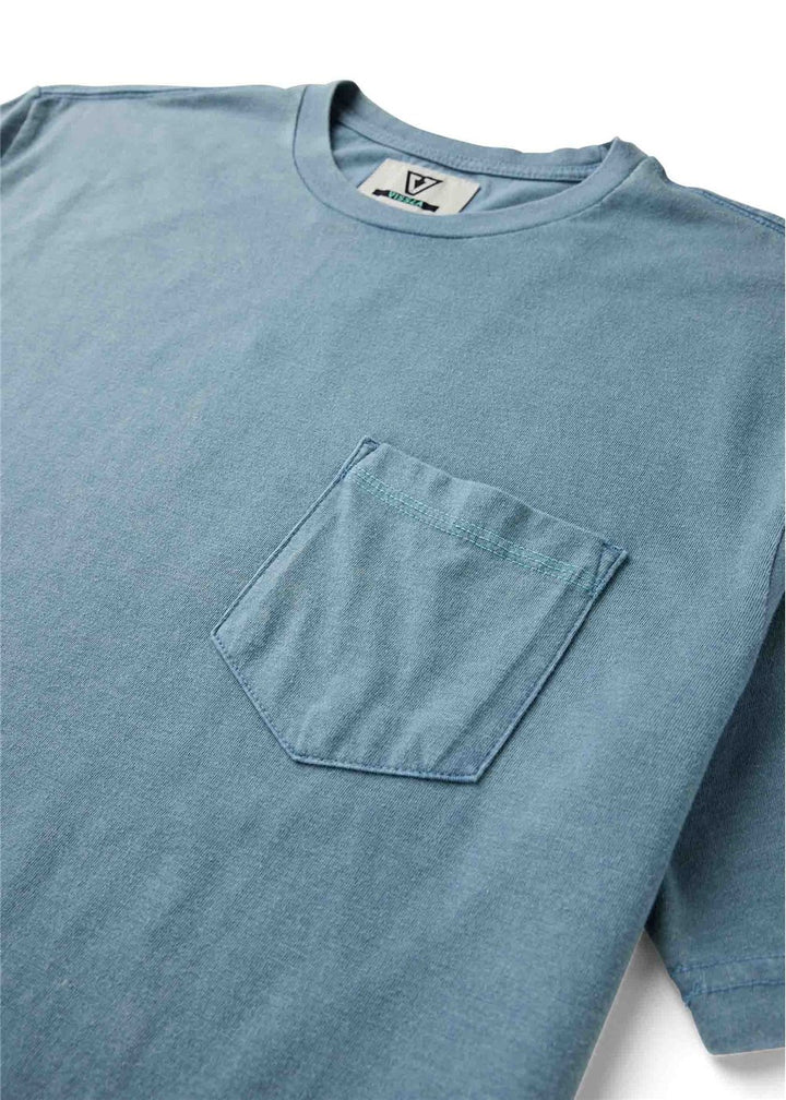 Vissla Solid Sets Cosmic Wash Boys Short Sleeve Pocket Tee in Blue Haze, view 3