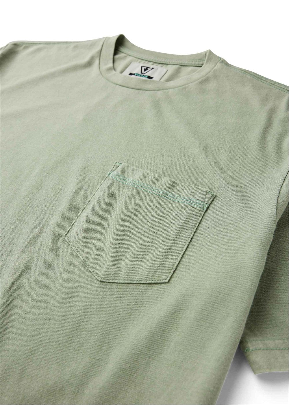 Vissla Solid Sets Cosmic Wash Boys Short Sleeve Pocket Tee in Sage, view 3