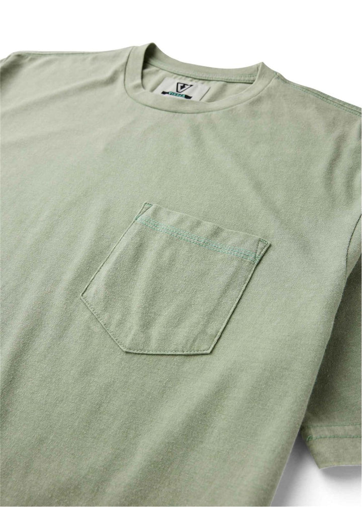 Vissla Solid Sets Cosmic Wash Boys Short Sleeve Pocket Tee in Sage, view 3