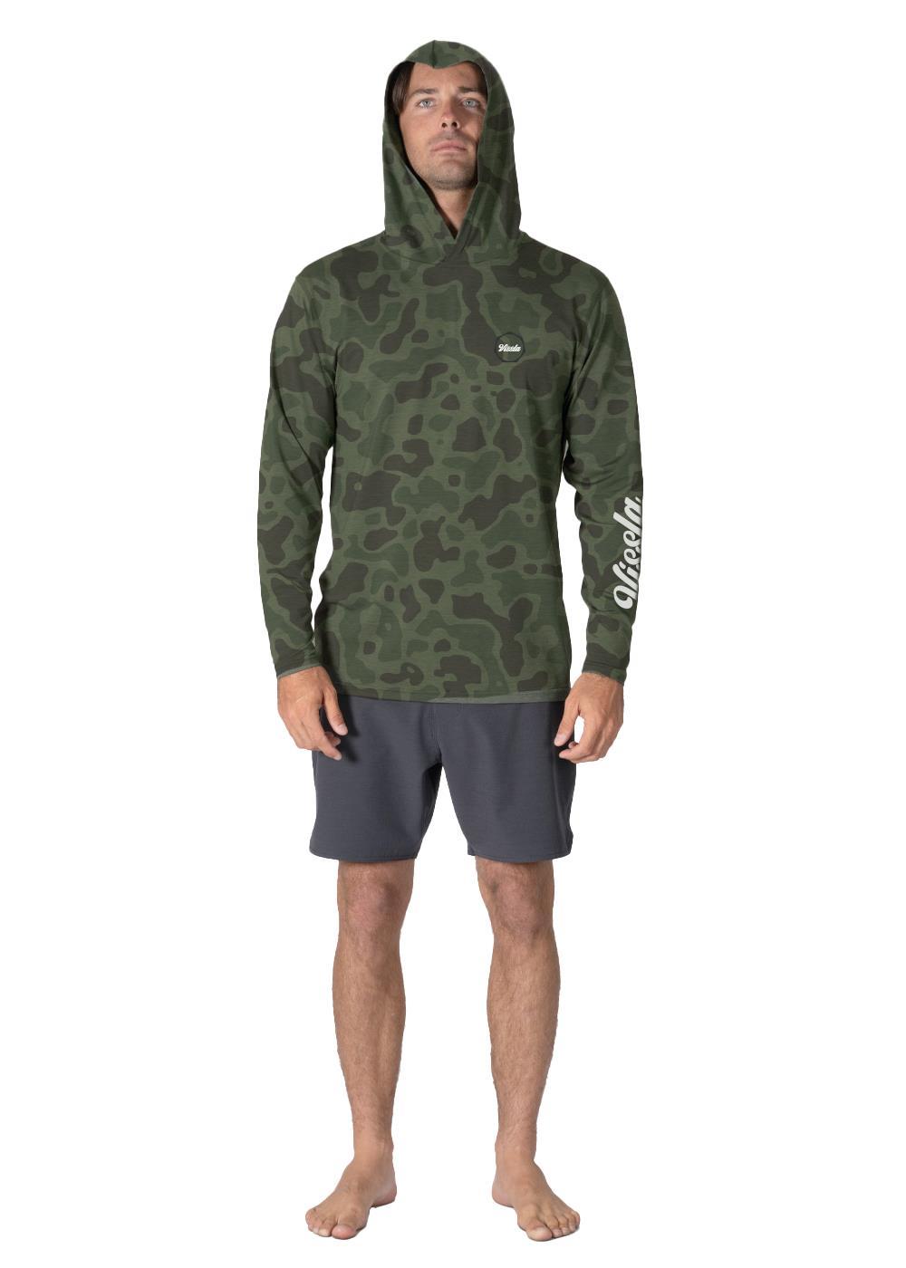 Vissla Youth Pro Comp Hooded LS Sun Shirt in Camo, view 4