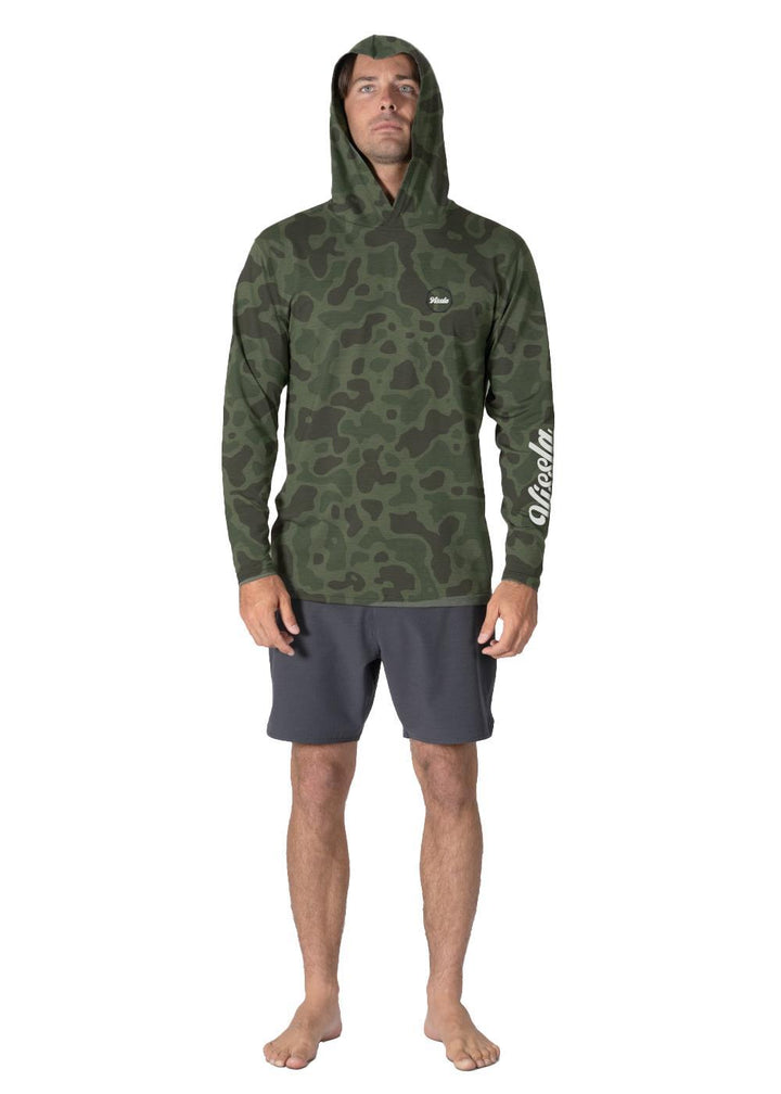 Vissla Youth Pro Comp Hooded LS Sun Shirt in Camo, view 4