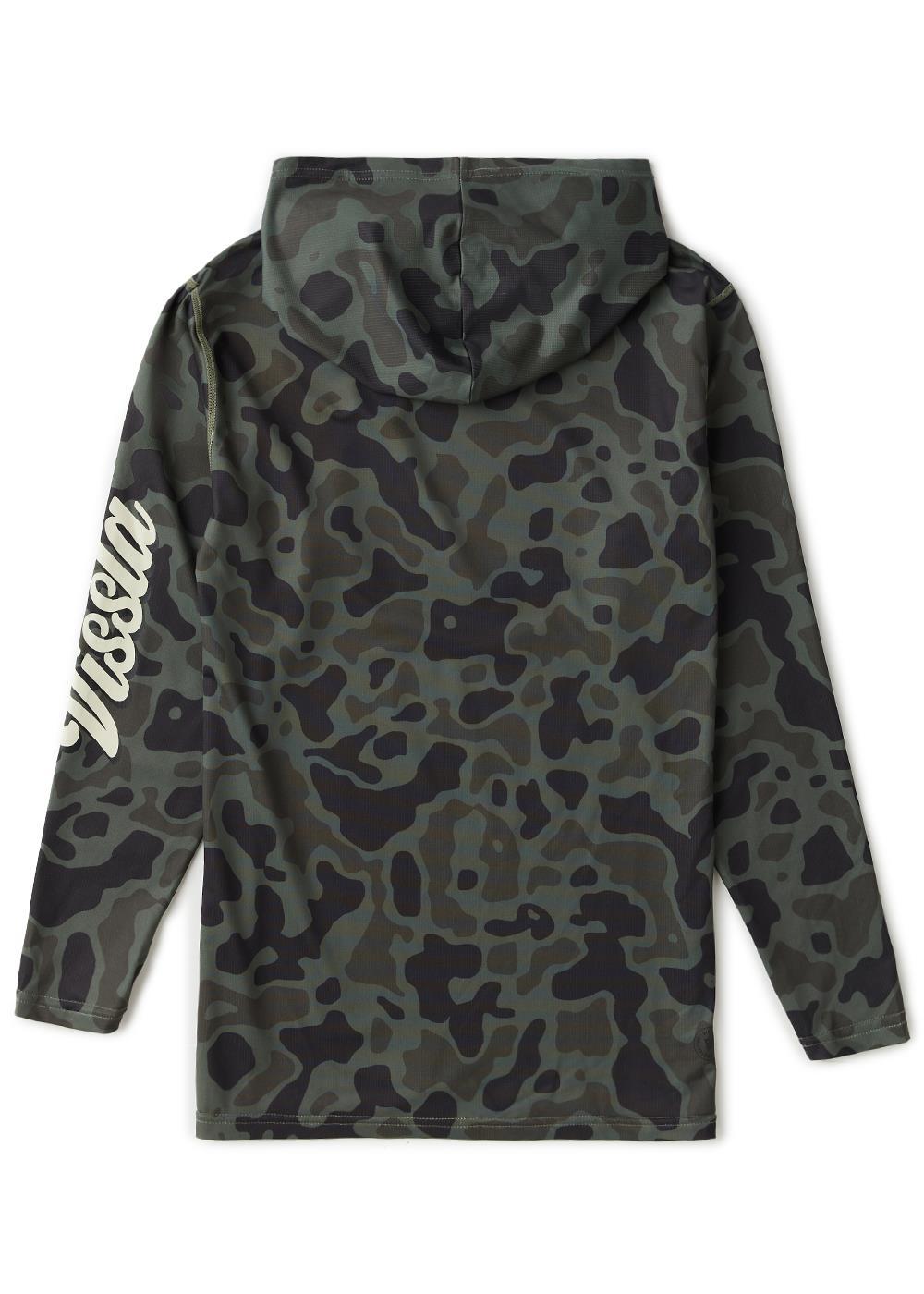 Vissla Youth Pro Comp Hooded LS Sun Shirt in Camo, view 2