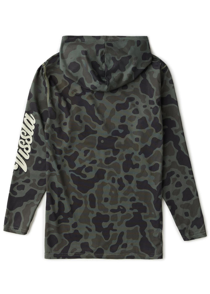 Vissla Youth Pro Comp Hooded LS Sun Shirt in Camo, view 2