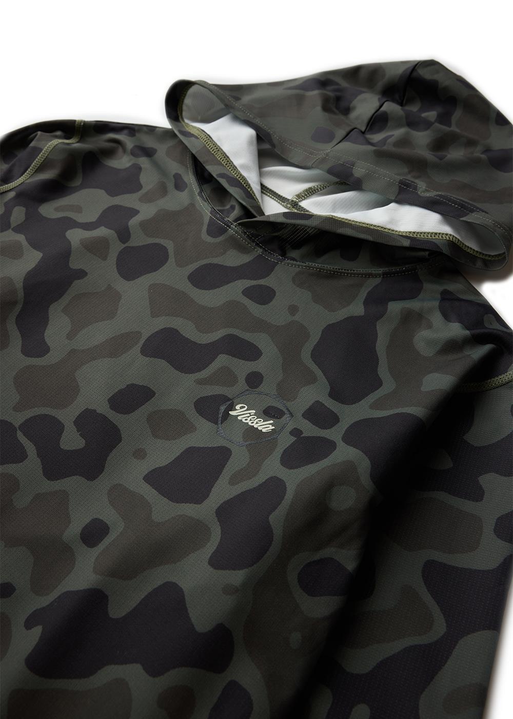 Vissla Youth Pro Comp Hooded LS Sun Shirt in Camo, view 3