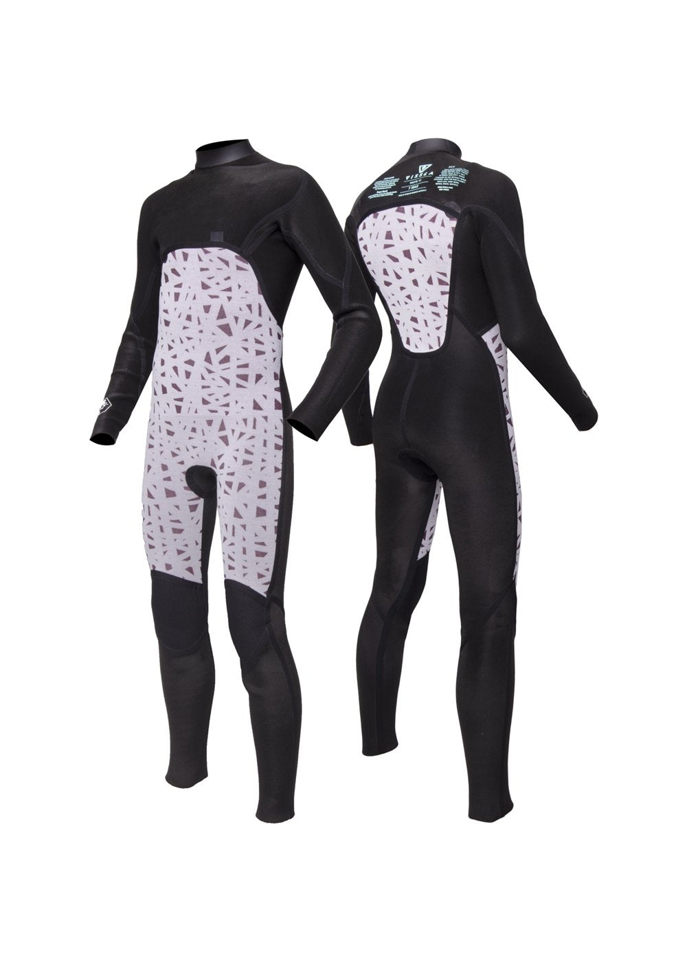 Vissla 7 Seas Boys 4-3 Full Chest Zip Wetsuit in Dark Slate, view 8