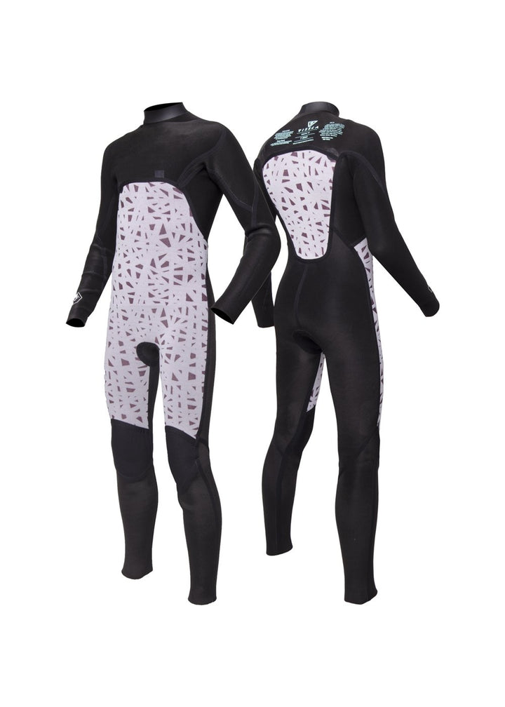 Vissla 7 Seas Boys 4-3 Full Chest Zip Wetsuit in Dark Slate, view 8
