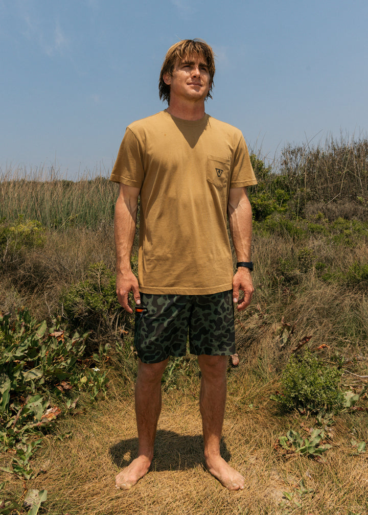 Vissla Established Premium Organic Pocket Tee in Bronze, view 2