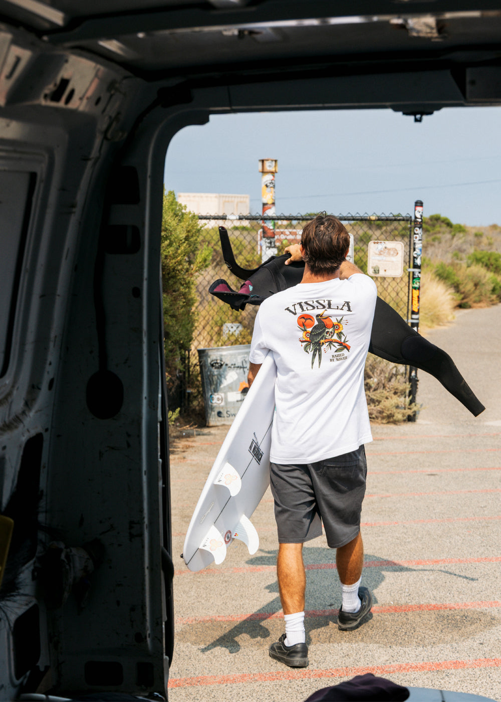 Vissla Island Bird Organic Pocket Tee in White, view 2
