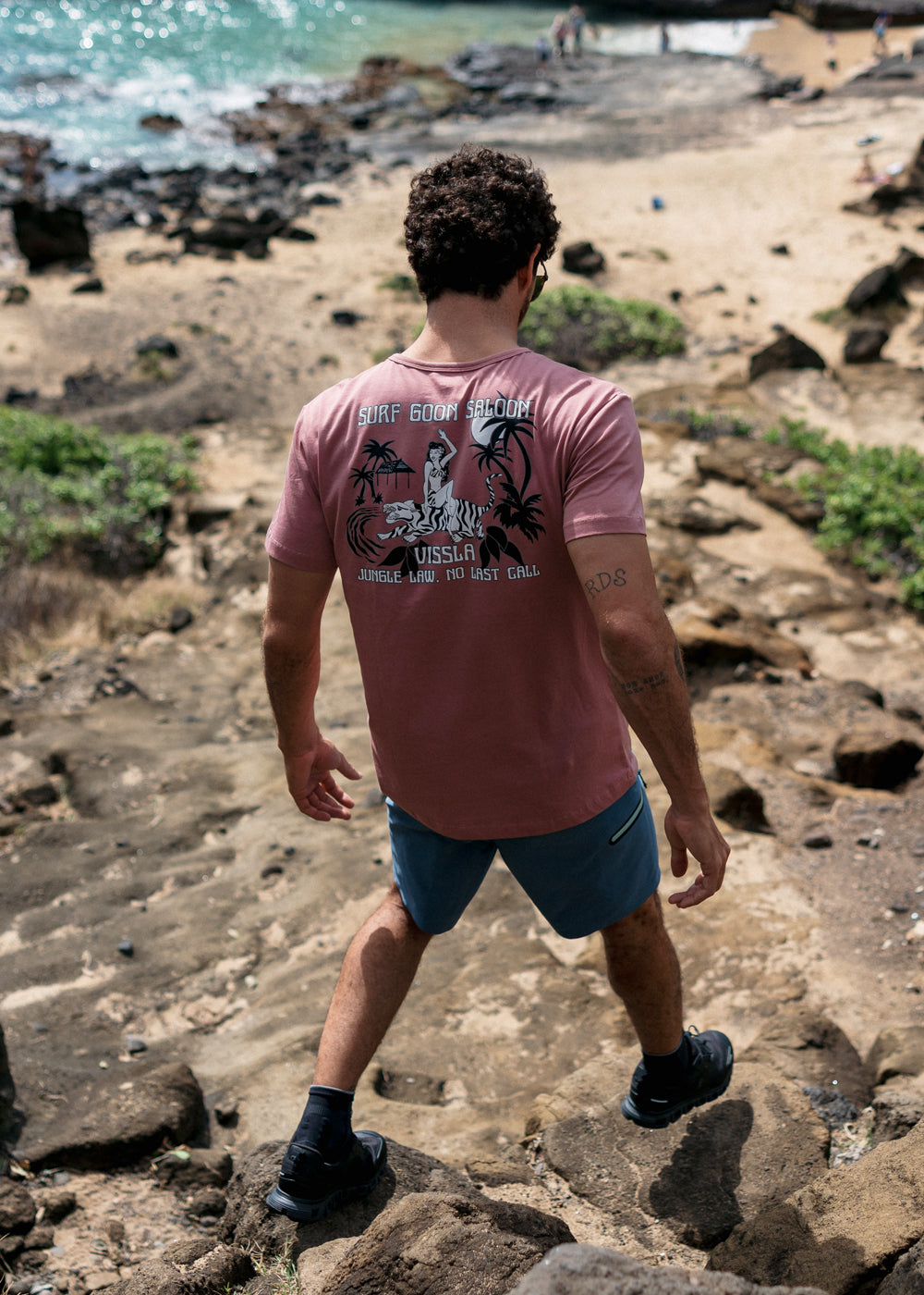 Vissla Jungle Law Organic Tee in Rose, view 2