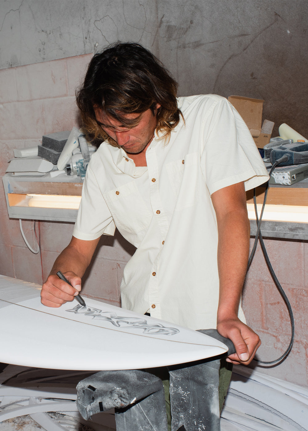 Vissla Liquid Origins Eco Short Sleeve Shirt in Bone, view 2