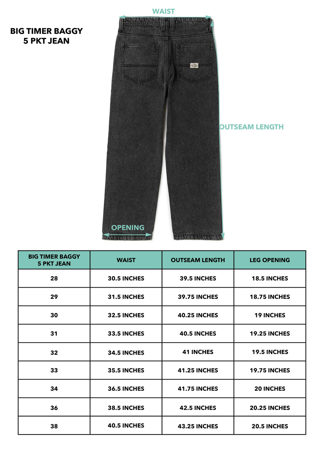 Vissla Big Timer Baggy 5 Pocket Jean in 7 Year Wash, view 8
