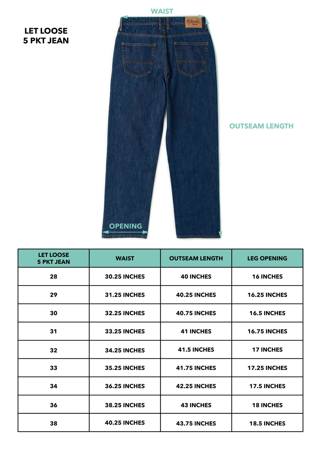 Vissla Let Loose 5 Pocket Jean in Ocean Rinse Wash, view 6