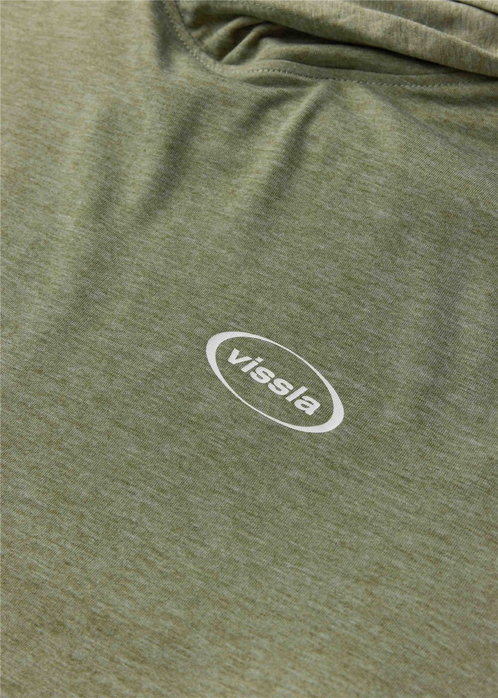 Vissla Hooded Comp Lite Eco Drirelease LS Hooded Tee in Light Sage Heather, view 3