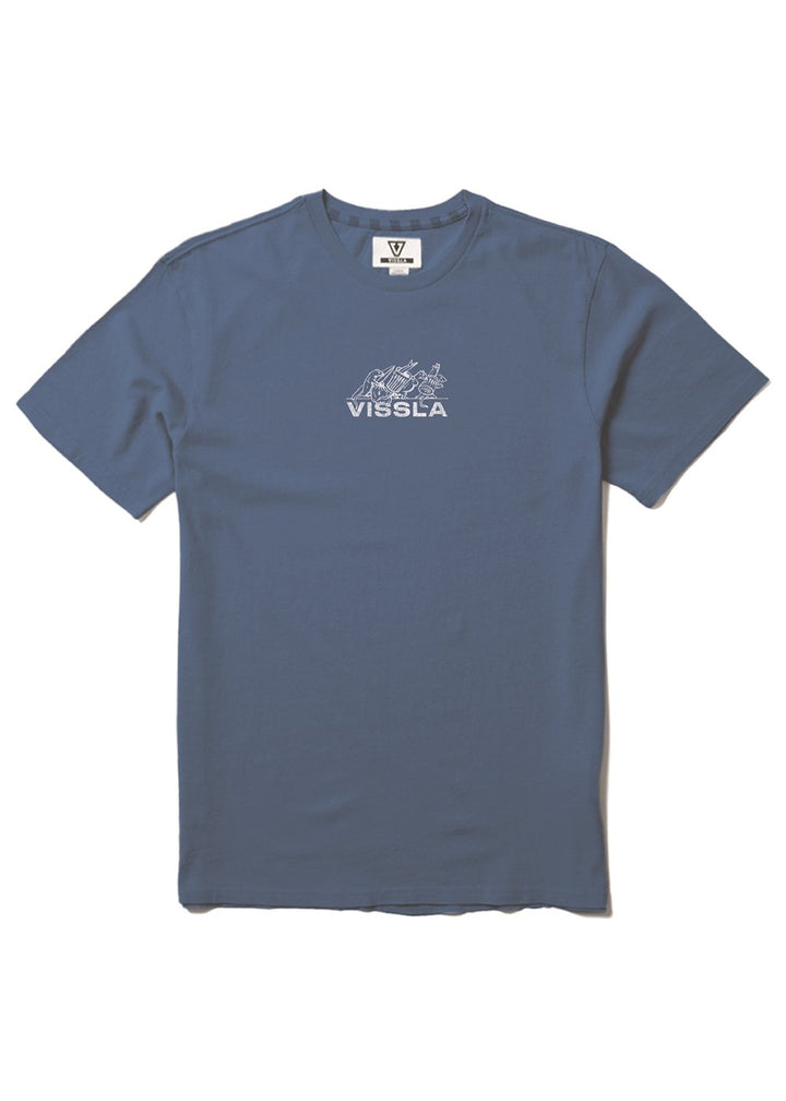 Vissla Rubbish Removal SS Heavyweight Tee in Blue, view 3