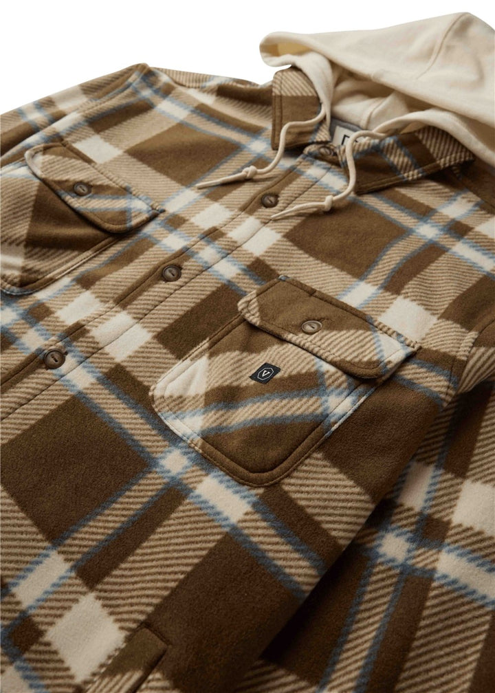 Vissla Eco-Zy Polar Flannel Shirt Jacket in Dark Earth, view 3